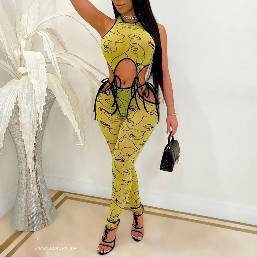 Lime & Black Mesh Jumpsuit